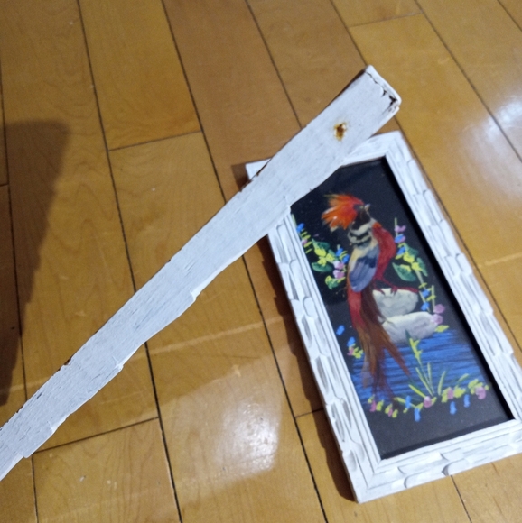 Vintage Mexican Folk Art Feather Bird Painting - Picture 4 of 5